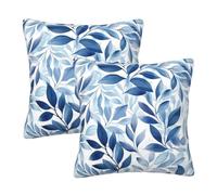 Mexpekil Federe per cuscino con fogliame acquerello blu 55 x 55 cm