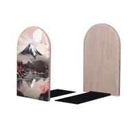 Mexpekil Fermalibri in legno con supporto Fuji in stile giapponese, resistente, organizer per libri, antiscivolo, per scrivania, ufficio, biblioteca, lettori, 1 paio