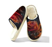 Mexpekil Fire Rose Flower Painted Donna Pantofole Memory Foam House Shoes, Multi, 42.5/43 EU