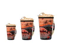 Mexpekil Flamingo Sunset - Confezione da 3 custodie riutilizzabili per caffè freddo con manico, misura universale per tazze da 473-907 ml, portabicchieri isolati in neoprene per bevande fredde e