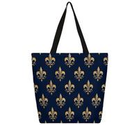 Mexpekil Fleurs-de-lis - Borsa tote in tela dorata, per donne e ragazze, riutilizzabile, per la spesa, grande, borsa a tracolla multiuso