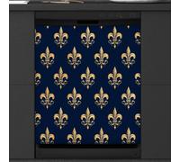 Mexpekil Fleurs-de-lis Gold - Copri calamita per lavastoviglie | 58,4 x 66 cm riutilizzabile Lavastoviglie Coperture Decorative Lavastoviglie Pannello Frontale Magnetico Adesivo per