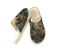 Mexpekil Forest Animals - Pantofole da donna con cervo e uccellini, in memory foam, Multi, 40/40.5 EU
