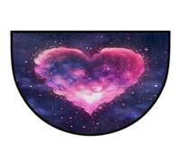 Mexpekil Galaxy Heart Love Half Moon Zerbino per interni ed esterni, antiscivolo, lavabile, a semicerchio, assorbente, intrappola lo sporco, tappeto semicircolare per ingresso, 61 x 91 cm