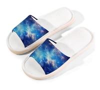 Mexpekil Galaxy Nebula Pantofole per donne e uomini, Galaxy Space Star Open Toe Scarpe estive in lino, Multi, 6/6.5 UK Wide