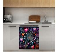 Mexpekil Galaxy Neon Cuore Lavastoviglie Magnete Copertura 53x66 Pollici Decorativo Lavastoviglie Adesivo per Porta D'ingresso Impermeabile Pannello Elettrodomestico Cucina Pannello Adesivo Magnetico