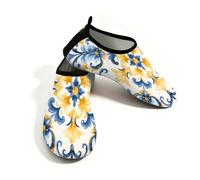 Mexpekil Giallo Blu Folk Piastrelle Floreali Modello Scarpe Da Acqua per Le Donne Degli Uomini Quick Dry Antiscivolo A Piedi Nudi, Giallo Blu Folk Floral Tile Pattern, 41/42 EU