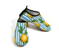 Mexpekil Giallo Limone Strisce Blu Modello Scarpe Da Acqua per Le Donne Degli Uomini Quick Dry Antiscivolo A Piedi Nudi Aqua Scarpe, Motivo a righe giallo limone, 40/40.5 EU