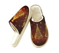 Mexpekil Golden Christmas Tree - Pantofole da donna in memory foam, Multi, 38.5/39.5 EU