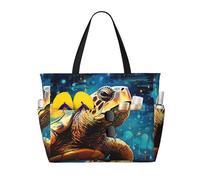 Mexpekil Grande borsa da spiaggia con tartaruga cielo stellato, impermeabile, borsa da spiaggia con cerniera, borsa da spiaggia estiva per donne vacanze