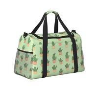 Mexpekil Grande borsa da viaggio, bagaglio a mano, impermeabile, borsa per il fine settimana, pieghevole, carino cactus, verde, taglia unica, Simpatico cactus cartone animato, verde, taglia unica