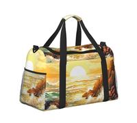 Mexpekil Grande borsa in tela per bagaglio a mano, impermeabile, pieghevole, borsa weekend, onde del tramonto, taglia unica, onde del tramonto, talla única, Onde del tramonto, taglia unica