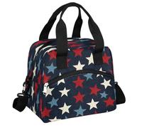 Mexpekil Grande borsa per il pranzo da uomo e donna, termica isolata, impermeabile, portatile, borsa frigo, borsa da picnic con tracolla regolabile, 13,8 l (bandiera delle stelle)