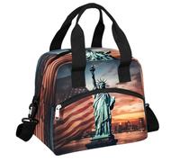 Mexpekil Grande borsa per il pranzo da uomo e donna, termica isolata, impermeabile, portatile, borsa frigo, borsa da picnic con tracolla regolabile, 13,8 l (paesaggio americano)