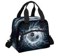 Mexpekil Grande borsa per il pranzo per donne e uomini, isolata, termica, impermeabile, portatile, borsa da picnic con tracolla regolabile, 13,8 l (calcio fulmine)