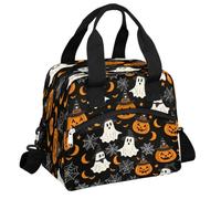 Mexpekil Grande borsa per il pranzo termica per uomo e donna, impermeabile, portatile, borsa frigo, borsa da picnic con tracolla regolabile, 13,8 l (spirito di zucca, ragnatela)