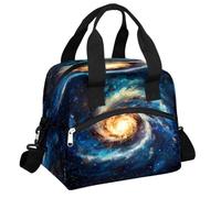 Mexpekil Grande borsa termica per il pranzo, da donna, da uomo, impermeabile, portatile, con tracolla regolabile, 13,8 l (galassia con nuvole spaziali)
