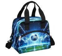 Mexpekil Grande borsa termica per il pranzo, da donna, da uomo, impermeabile, portatile, con tracolla regolabile, 13,8 l (calcio fulmine)