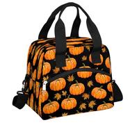 Mexpekil Grande borsa termica per il pranzo, da donna, da uomo, impermeabile, portatile, con tracolla regolabile, 13,8 l (foglia d'acero arancione)