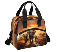 Mexpekil Grande borsa termica per il pranzo, unisex, impermeabile, portatile, con tracolla regolabile, 13,8 l (elefante migrazione)
