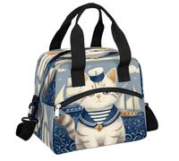 Mexpekil Grande borsa termica per il pranzo, unisex, impermeabile, portatile, con tracolla regolabile, 13,8 l (gatto marittimo)