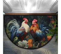 Mexpekil Grande zerbino con gallo dipinto floreale, tappetino di benvenuto per interni, per porta d'ingresso, antiscivolo, morbido, tappetino da cucina, camera da letto, 91,4 x 61 cm