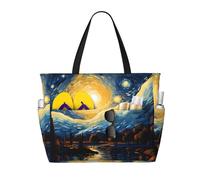 Mexpekil Grandi borse da spiaggia per donne uomini impermeabili a prova di sabbia borsa da spiaggia pieghevole borse estive vacanze, Dipingere Cielo Stellato, Taglia unica