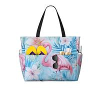 Mexpekil Grandi borse da spiaggia per donne uomini impermeabili a prova di sabbia borsa da spiaggia pieghevole borse estive vacanze, Pittura Flamingo, Taglia unica