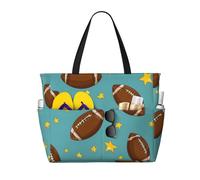 Mexpekil Grandi borse da spiaggia per donne uomini impermeabili a prova di sabbia borsa da spiaggia pieghevole borse estive vacanze, Stelle del football americano, Taglia unica