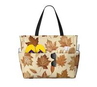 Mexpekil Grandi borse da spiaggia per donne uomini impermeabili a prova di sabbia borsa da spiaggia pieghevole borse estive vacanze, Foglie d'autunno, Taglia unica