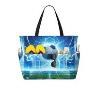 Mexpekil Grandi borse da spiaggia per donne uomini impermeabili a prova di sabbia borsa da spiaggia pieghevole borse estive vacanze, Calcio Fulmine, Taglia unica