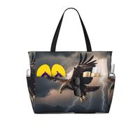 Mexpekil Grandi borse da spiaggia per donne uomini impermeabili a prova di sabbia borsa da spiaggia pieghevole borse estive vacanze, Fulmine d'Aquila, Taglia unica