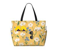 Mexpekil Grandi borse da spiaggia per donne uomini impermeabili a prova di sabbia borsa da spiaggia pieghevole borse estive vacanze, Piccole Margherite Piante, Taglia unica