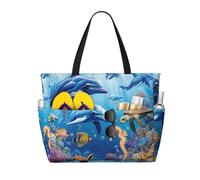 Mexpekil Grandi borse da spiaggia per donne uomini impermeabili a prova di sabbia borsa da spiaggia pieghevole borse estive vacanze, Scena subacquea colorata, Taglia unica