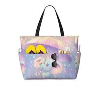 Mexpekil Grandi borse da spiaggia per donne uomini impermeabili a prova di sabbia borsa da spiaggia pieghevole borse estive vacanze, Cartoon Elephant Ombrello Glitter, Taglia unica
