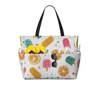 Mexpekil Grandi borse da spiaggia per donne uomini impermeabili a prova di sabbia borsa da spiaggia pieghevole borse estive vacanze, Simpatico tema estivo, Taglia unica