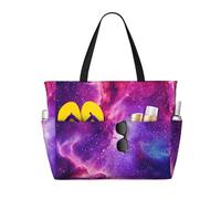 Mexpekil Grandi borse da spiaggia per donne uomini impermeabili a prova di sabbia borsa da spiaggia pieghevole borse estive vacanze, Galassia Rosa Viola, Taglia unica