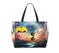 Mexpekil Grandi borse da spiaggia per donne uomini impermeabili a prova di sabbia borsa da spiaggia pieghevole borse estive vacanze, Magia spaziale, Taglia unica