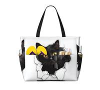 Mexpekil Grandi borse da spiaggia per donne uomini impermeabili a prova di sabbia borsa da spiaggia pieghevole borse estive vacanze, Gatto divertente., Taglia unica