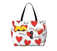 Mexpekil Grandi borse da spiaggia per donne uomini impermeabili a prova di sabbia borsa da spiaggia pieghevole borse estive vacanze, Parole Amore Cuore, Taglia unica