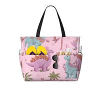 Mexpekil Grandi borse da spiaggia per donne uomini impermeabili a prova di sabbia borsa da spiaggia pieghevole borse estive vacanze, Albero Dinosauri Rosa, Taglia unica