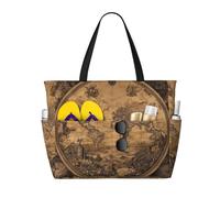 Mexpekil Grandi borse da spiaggia per donne uomini impermeabili a prova di sabbia borsa da spiaggia pieghevole borse estive vacanze, Mappa del Mondo, Taglia unica