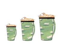 Mexpekil Grassland Sheep - Confezione da 3 custodie riutilizzabili per caffè freddo con manico, misura universale per tazze da 473-907 ml, portabicchieri isolati in neoprene per bevande fredde e