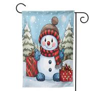 Mexpekil Graziosa bandiera da giardino con albero di Natale, pupazzo di neve, 71 x 101,6 cm, double face, decorativa per esterni, per patio, cortile, prato