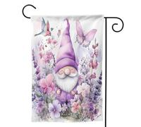 Mexpekil Graziosa bandiera da giardino con gnomo, farfalla, fiore, colibrì, 71,1 x 101,6 cm, double face, decorativa per esterni, per patio, cortile, prato