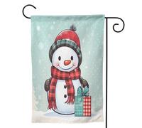 Mexpekil Graziosa bandiera natalizia da giardino con pupazzo di neve, 71,1 x 101,6 cm, double face, decorativa per esterni, per patio, cortile, prato