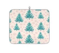 Mexpekil Green Tree - Tappetino scolapiatti con fiocchi di neve, assorbente, tappetino scolapiatti da cucina, tappetino antiscivolo per scolapiatti tazze, padelle, 40,6 x 45,7 cm