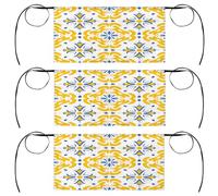 Mexpekil Grembiuli da cameriera con tasche da donna e uomo, impermeabili, a mezza vita, colore giallo, blu, con motivo marocchino, confezione da 3 grembiuli da cucina