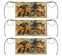 Mexpekil Grembiuli da cameriera retrò con tre faraoni egiziani con tasche, unisex, impermeabili, a mezza vita, confezione da 3 grembiuli da cucina per cameriere e chef