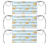 Mexpekil Grembiuli da server con tasche con stelle dorate e strisce azzurre impermeabili a mezza vita grembiule corto da cameriera chef grembiuli da cucina da donna